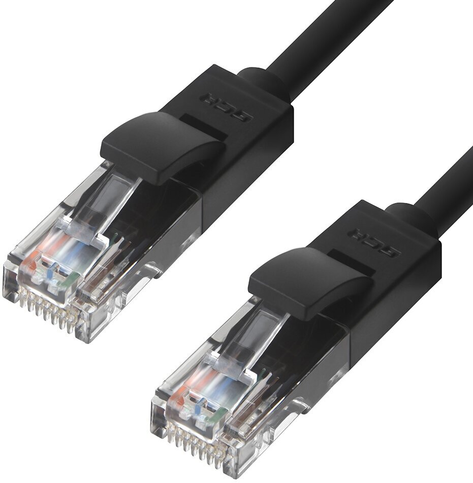 GCR Патч-корд прямой 5.0m UTP кат.5e черный 24 AWG литой ethernet high speed 1 Гбит/с RJ45 T568B