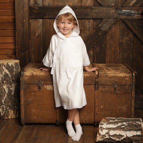 фото Крестильная рубашка нежность с капюшоном (фланель) крестим деток