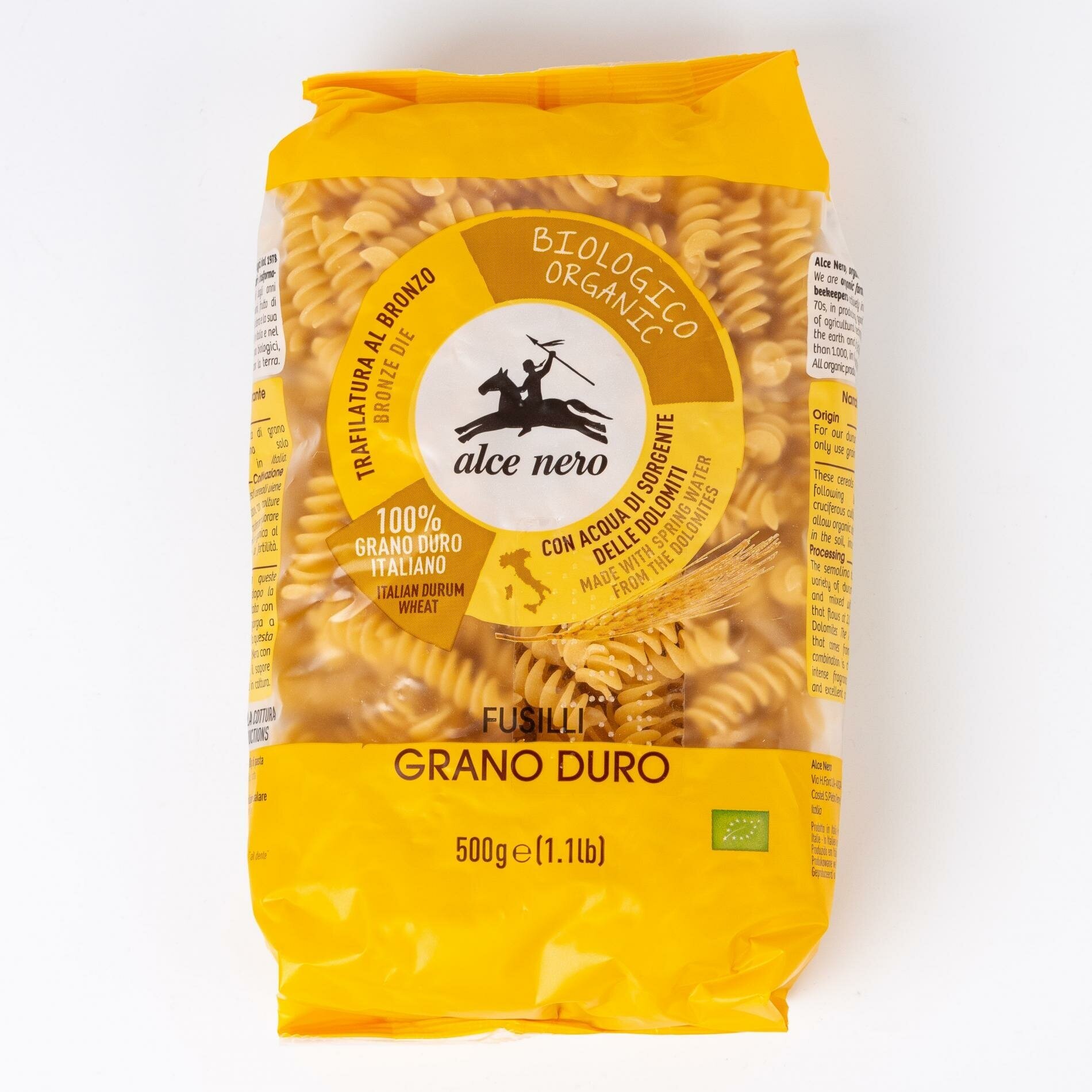 Alce Nero фузилли БИО макаронные изделия из твердых сортов пшеницы, полимерная упаковка 500 г