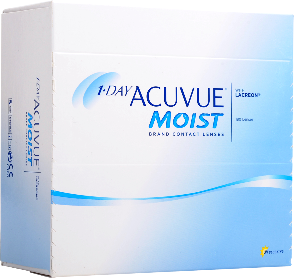 Контактные линзы 1 DAY Acuvue MOIST, Однодневные, +1,50 / 14,2 / 8,5 / 180 шт.