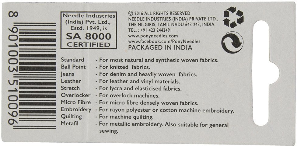 51009 Иглы машинные для джинсовой ткани № 90-100, 5 шт PONY - фотография № 2