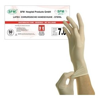 Перчатки хирургические стерильные неопудренные с валиком SFM (8)