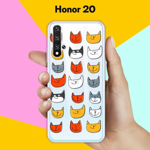 Силиконовый чехол Узор из котов на Honor 20 силиконовый чехол узор из цветов на honor 20 pro