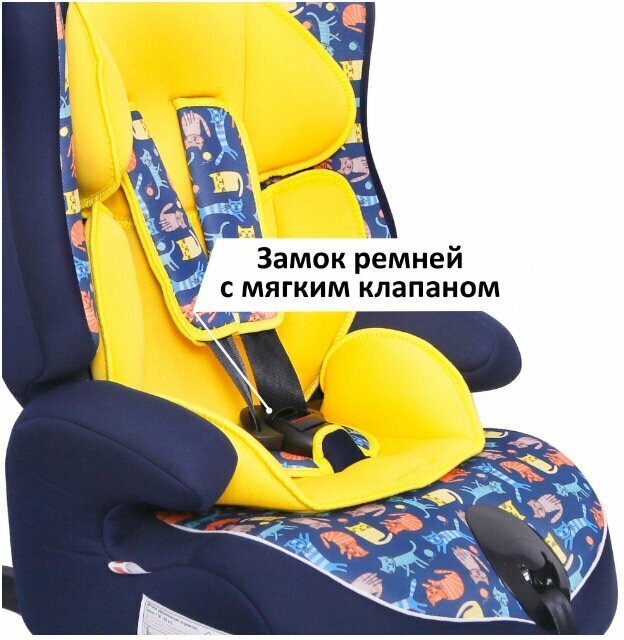 Автокресло группа 1/2/3 (9-36 кг) Siger Прайм Isofix котики