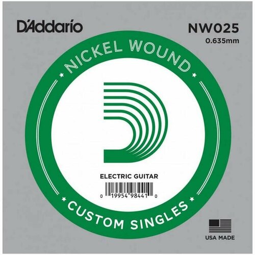Струна одиночная для электрогитары D'ADDARIO NW025 струны для электрогитары daddario kpl011