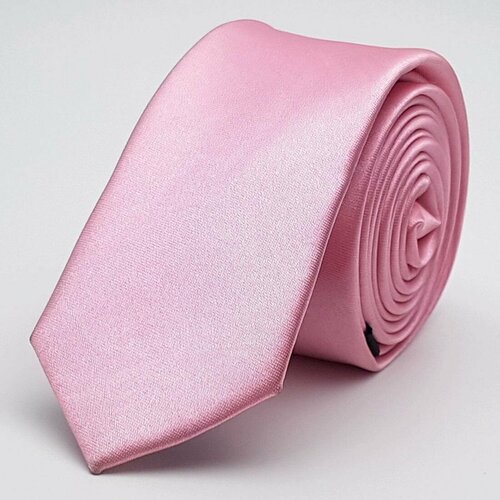 Галстук , узкий, однотонный, розовый, коралловый
