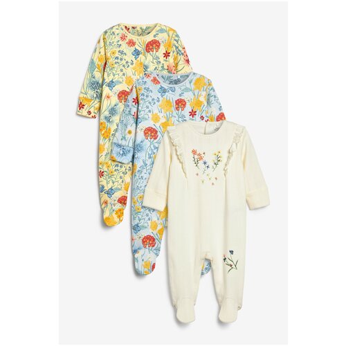 Детские пижамы Next, с цветочным принтом, 3 шт. (6–9 мес)