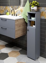 Шкаф для туалетной комнаты, REGENT style, ШТВиола2н, темно-серый, правый, 95*20*19