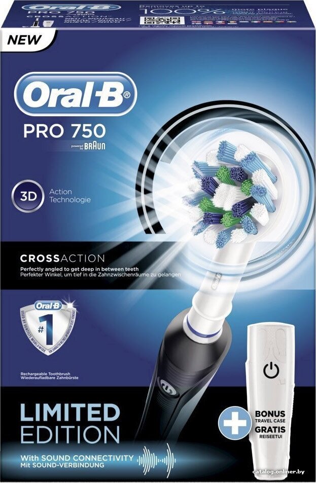 Электрическая зубная щетка Oral-B Pro-750, черный (O80318369) - фото №12