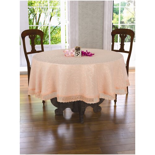 фото Скатерть do&co c гипюром 160q кдк персиковый do & co