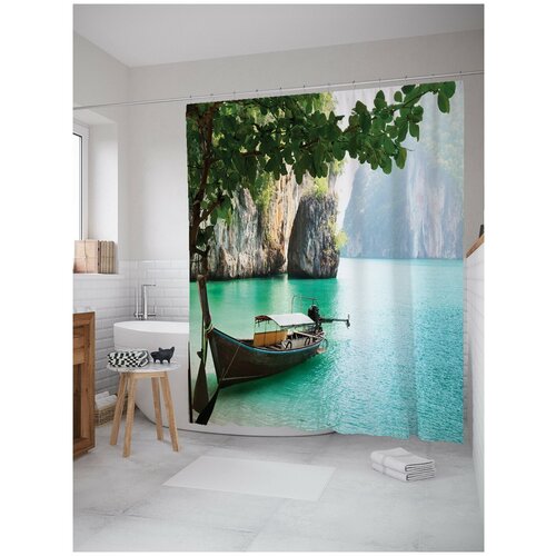 фото Штора для ванной joyarty туристический привал 180х200 (sc-2794)