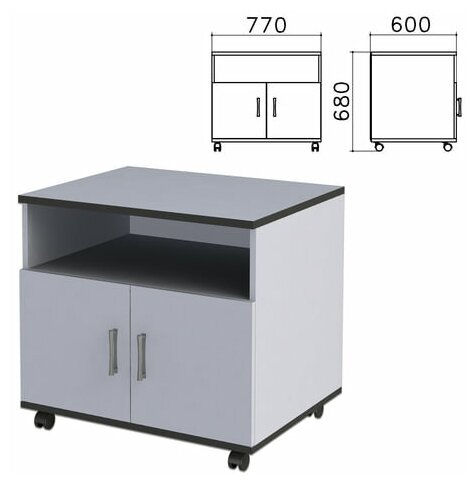 фото Тумба для оргтехники "Монолит", 770х600х680 мм, 2 двери, полка, цвет серый, ТМ30.11 640143