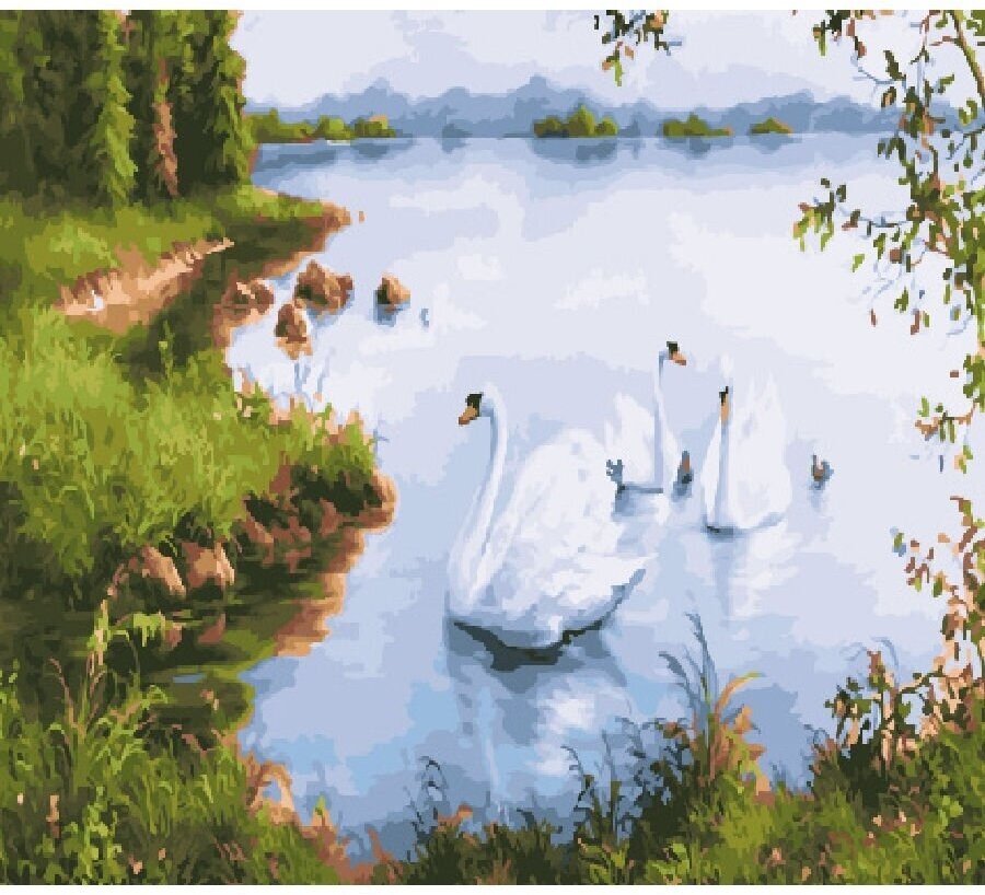 Картина по номерам Белые лебеди 40х50 см Hobby Home