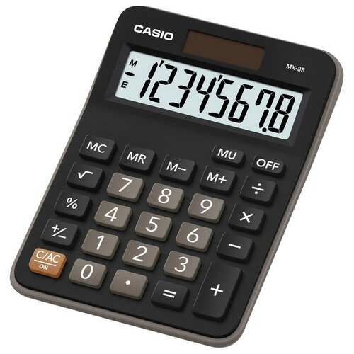 Калькулятор настольный КОМПАКТНЫЙ Casio MX-8B-BK-W-EC8-разрядный
