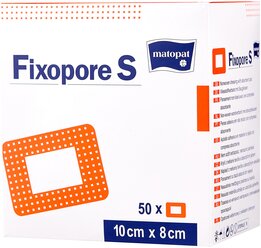 Matopat повязка Fixopore S с впитывающей прокладкой 10 см х 8 cм, 10х8 см, 50 шт.