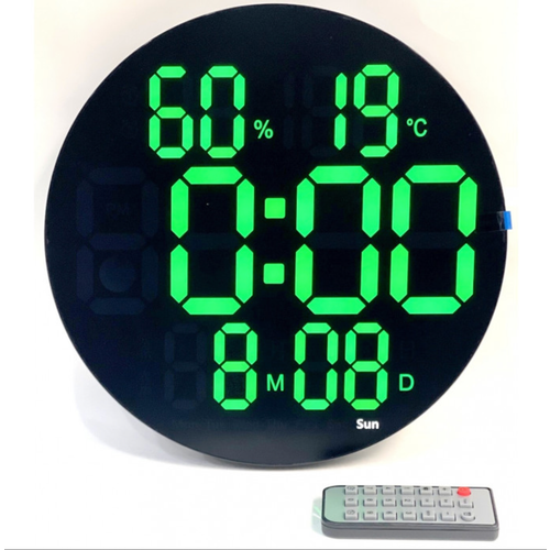 Часы настенные+дата+температура+пульт X6630/4 (ярко-зеленый)