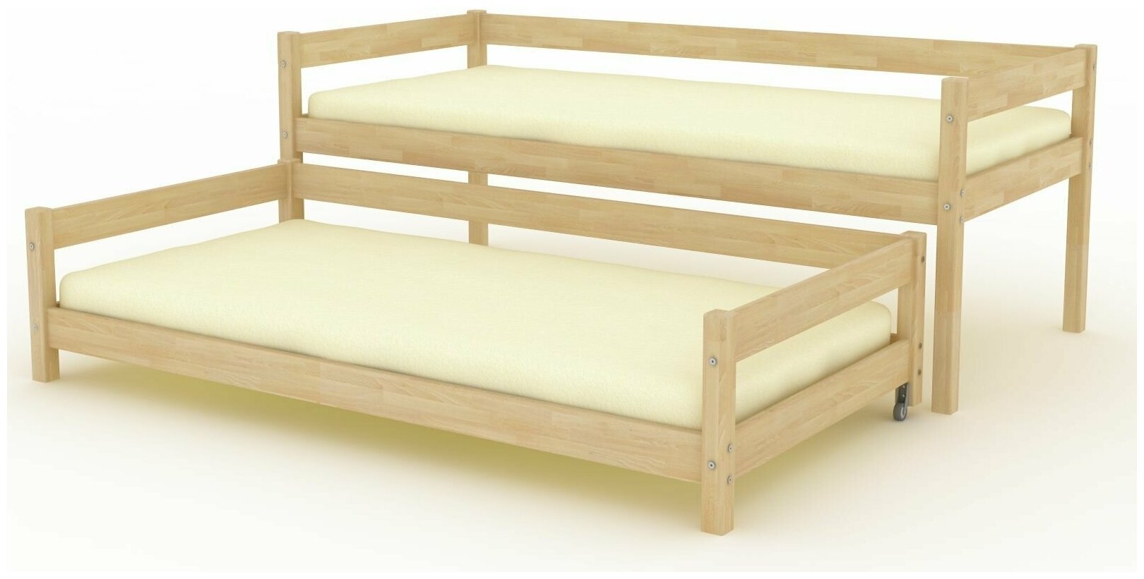 Двухъярусная-выкатная кровать "Берёзка 13" без покрытия, 90x190 см, ORTMEX