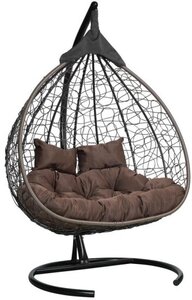 Подвесное кресло кокон двухместное Laura Outdoor FISHT коричневое + коричневая подушка (полиэстер)