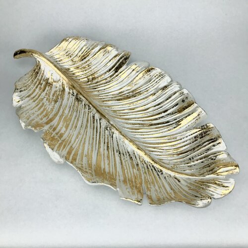 Блюдо большое белое с золотом 55x30см.