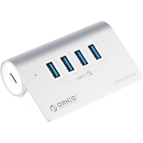 USB-концентратор  ORICO M3U4-G2-05, разъемов: 4, 50 см, серебристый