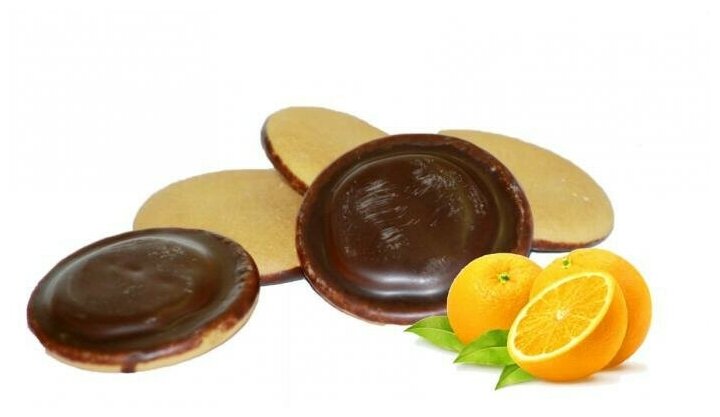 Нежное бисквитное печенье, покрытое шоколадной глазурью с фруктовой начинкой "Апельсин" - фотография № 3