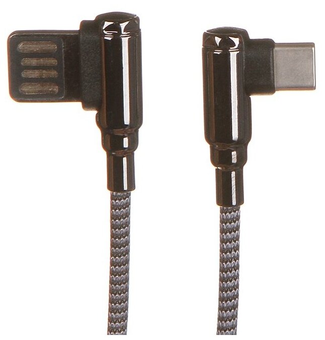 LDNIO LD B4622 LS421 USB кабель Type-C 1m 2.4A медь: 86 жил Угловой коннектор Нейлоновая оплетка Gray