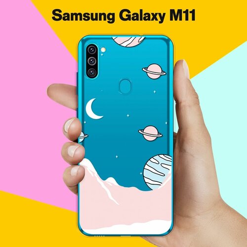 матовый силиконовый чехол голубой минерал на samsung galaxy m11 самсунг галакси м11 Силиконовый чехол на Samsung Galaxy M11 Розовые горы / для Самсунг Галакси М11