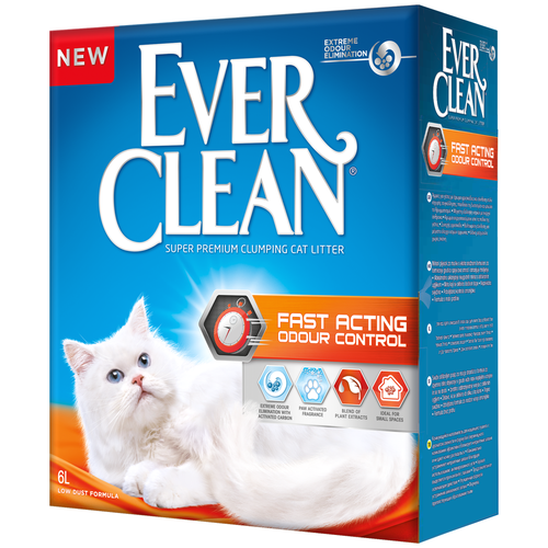 Комкующийся наполнитель Ever Clean Fast Acting, 12л наполнитель для кошек ever clean litterfree paws для длинношерстных кошек и котят идеально чистые лапы комкующийся 10 л