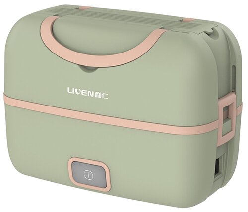 Liven Ланч-бокс с подогревом Fun Electric Lunch Box FH-18, 13.4x23.9 см, зеленый/розовый