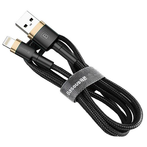 Кабель Baseus Cafule USB - Lightning (CALKLF), 0.5 м, черный/золотистый кабель baseus cafule usb lightning calklf черный красный