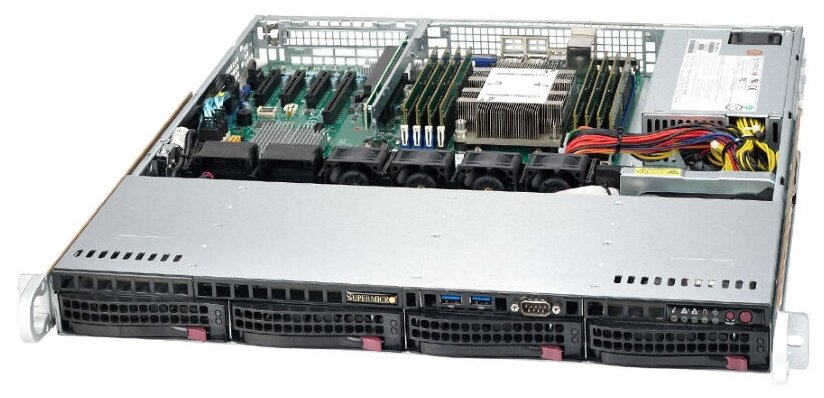 Сервер Supermicro SuperServer 5019P-MT без процессора/без ОЗУ/без накопителей/количество отсеков 3.5" hot swap: 4/1 x 350 Вт