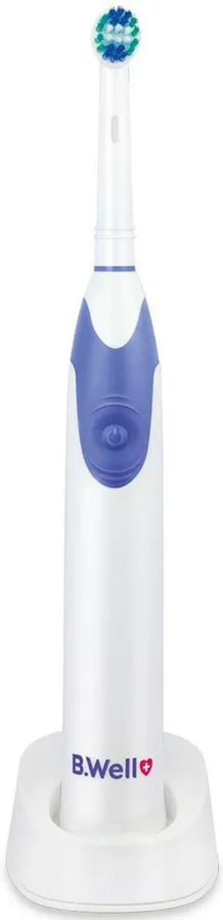 Электрическая зубная щетка B. Well, зубная щетка для взрослых, с массажем и таймером, бело голубая
