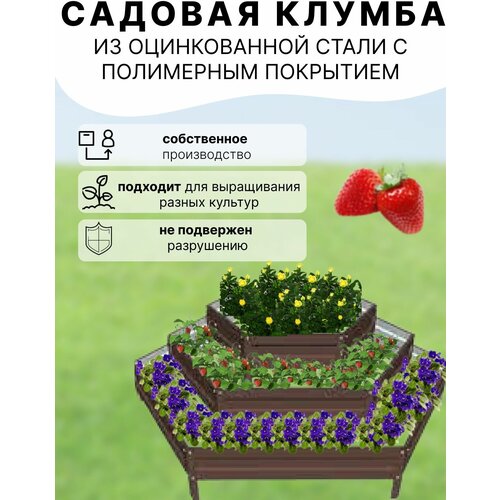 Клумба садовая трехуровневая коричневая