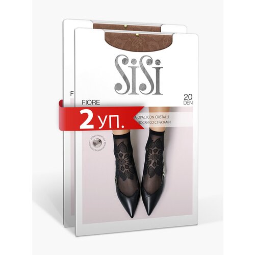 Носки Sisi, 20 den, 2 пары, размер 0 ( one size), бежевый носки sisi 20 den 2 пары размер 0 one size красный