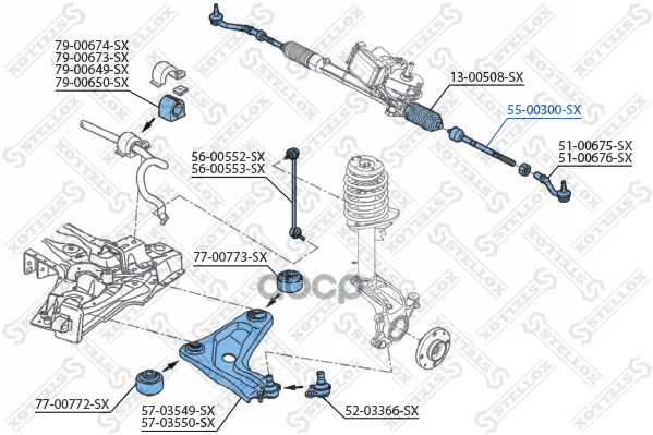 55-00300-Sx_тяга Рулевая! Peugeot 207 All 06> Stellox арт. 55-00300-SX