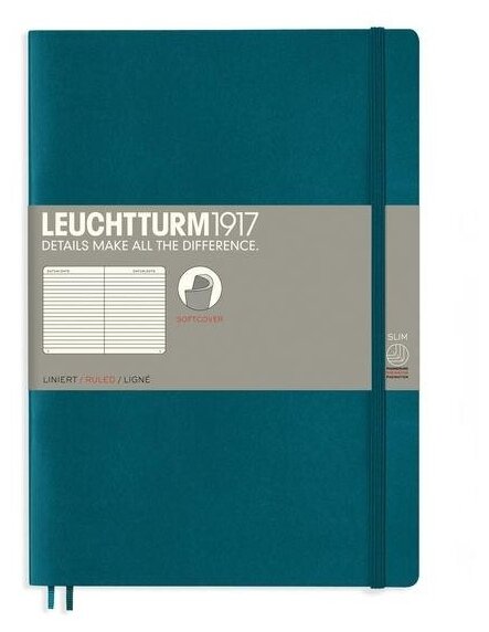 Блокнот Leuchtturm Composition, 61 лист, в линейку, зеленый океан, В5