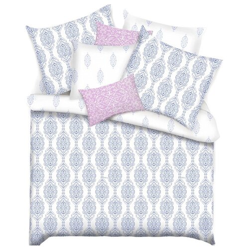 фото Постельное белье евростандарт mona liza maja, бязь, 70 х 70 см, белый/фиолетовый