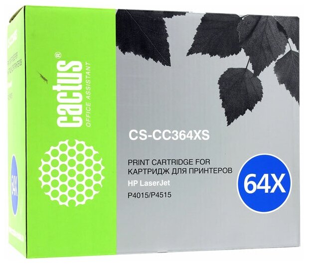 Картридж Cactus CS-CC364XS, черный, 24000 страниц, совместимый для LaserJet P4015dn / P4015n / P4015tn / P4015x / P4515xm / P4515n / P4515tn / P4015x