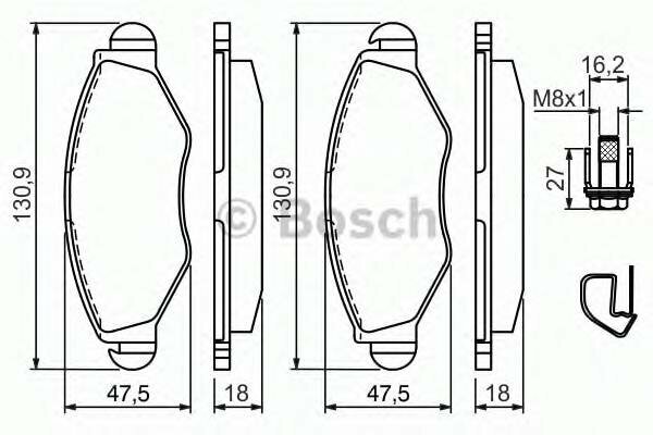 Колодки дисковые передние для peugeot 206 1.4/1.6/1.4hdi/1.9d 01 Bosch 0986494039