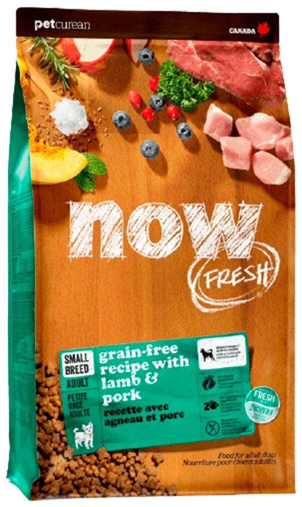 Now Fresh Adult Small Breed Сухой беззерновой корм для собак мелких пород, Баранина и Свинина 1.59кг - фотография № 1