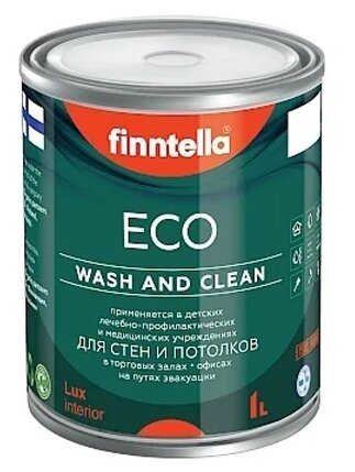 Краска акриловая finntella Eco_3 Wash and Clean глубокоматовая белый 1 л