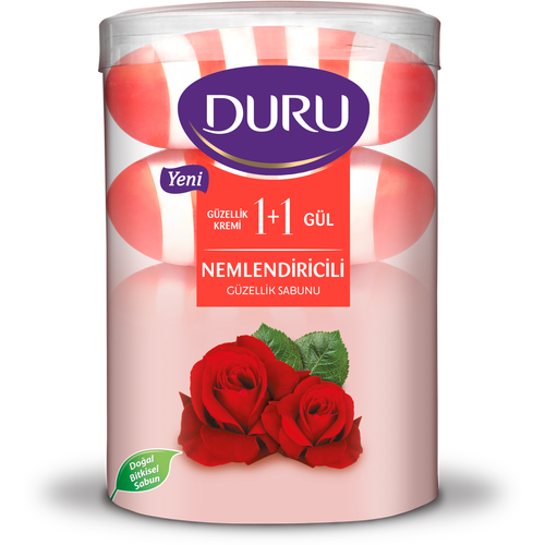 DURU Крем-мыло кусковое 1+1 Роза роза, 4 шт., 100 г
