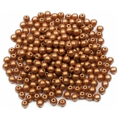 Стеклянные чешские бусины, круглые, Round Beads, 3 мм, цвет Alabaster Metallic Copper, 200 шт.