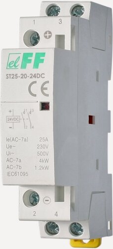 Изображение товара Контактор 25A 24VDC ST25-20 24 DC контакт 2NO, потребляемая мощность 2,2Вт, размер 1 модуль
