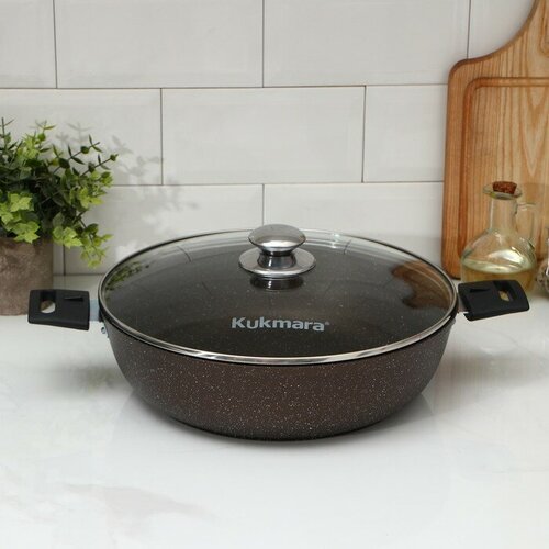 Сотейник d 30 cм h 85 см съёмные ручки стеклянная крышка антипригарное покрытие цвет коричневый 4794₽