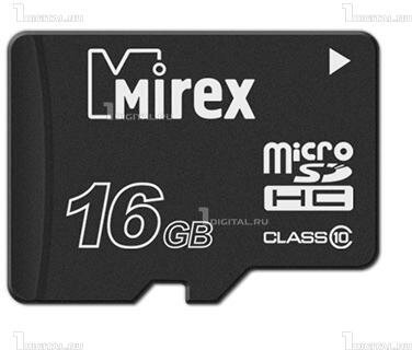 Карта памяти Mirex microSDHC 16GB Class 10 (13612-MC10SD16)