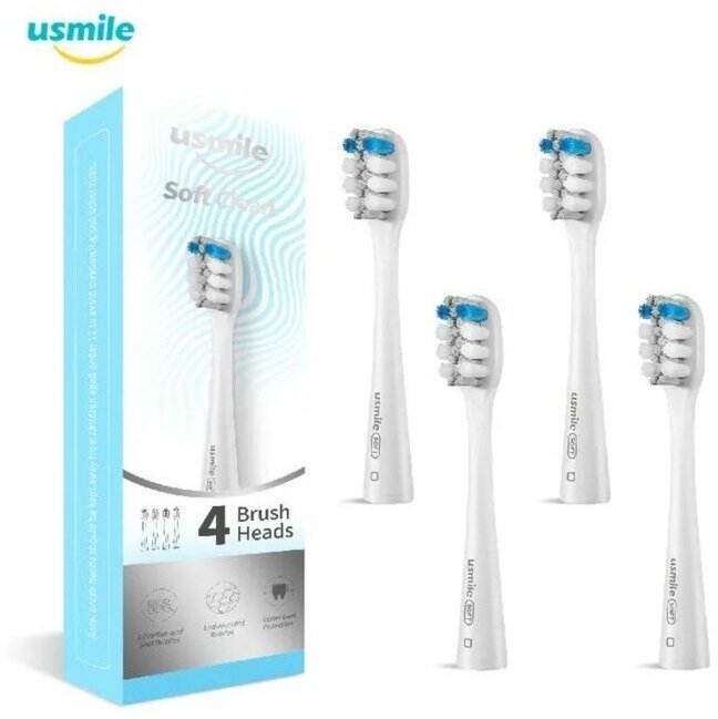 Насадка Usmile PRO03, мягкая, для электрической зубной щетки Usmile, 1 шт, серая - фотография № 1