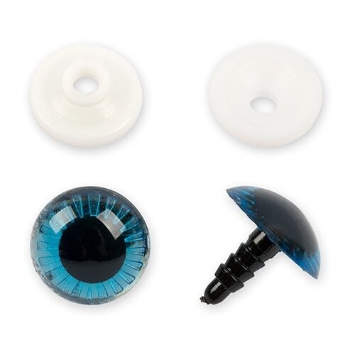 HobbyBe Глаза пластиковые с фиксатором 20 мм, PGSL-20 синий 20 мм 2 см hobbybe pgsl 11 глаза пластиковые с фиксатором с лучиками d 11 мм 5 х 2 шт синий