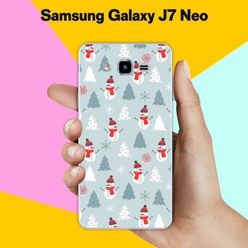 Силиконовый чехол на Samsung Galaxy J7 Neo Узор новогодний / для Самсунг Галакси Джей 7 Нео силиконовый чехол на samsung galaxy j7 neo рождественский пейзаж для самсунг галакси джей 7 нео