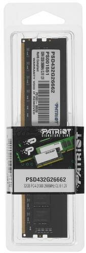 Модуль памяти DDR4 32GB Patriot Signature PC4-21300 2666MHz CL19 288pin 1.2V - фото №10